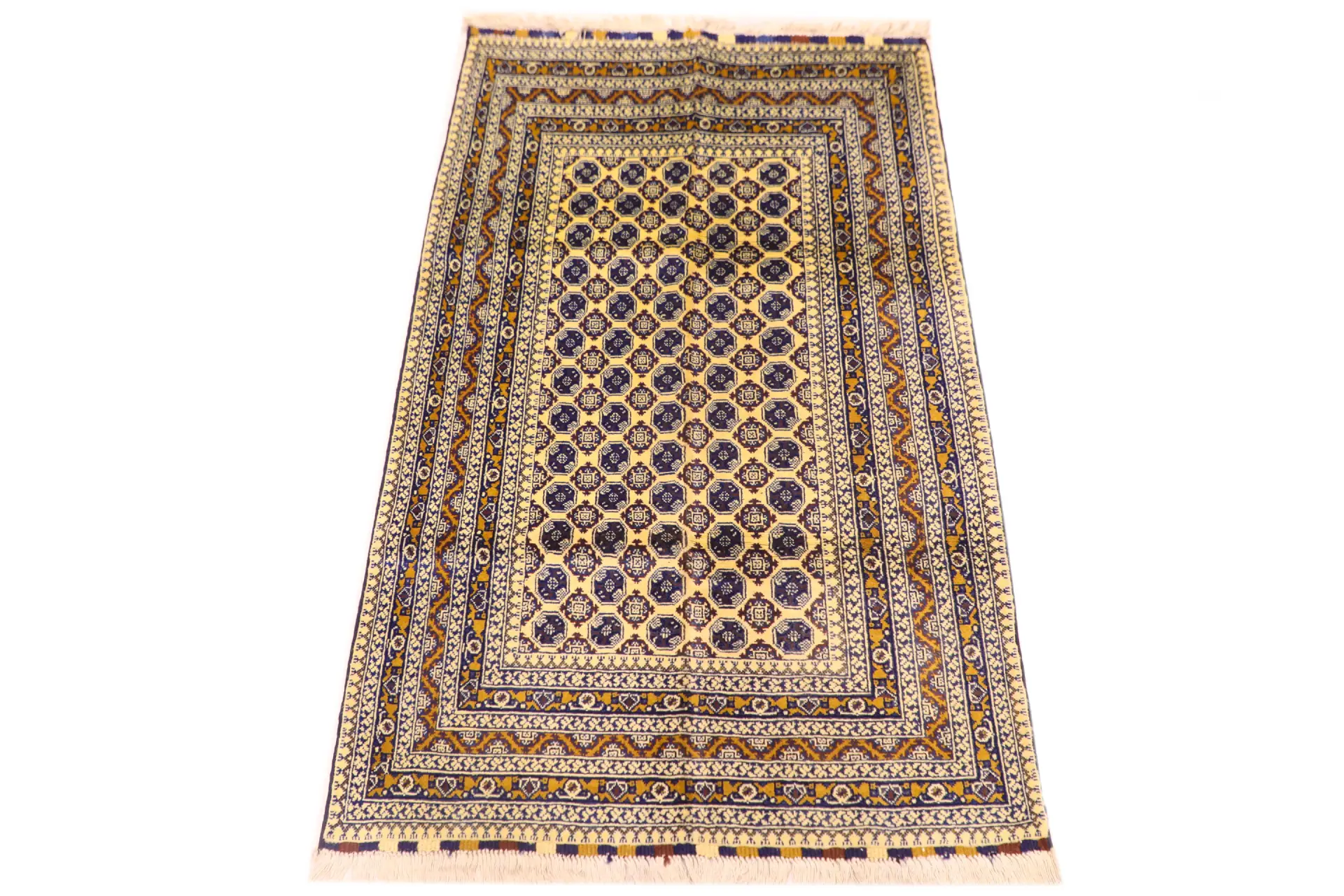 Authentic Afghan Turkmen Rug – Turkmen | 100% Hand-Knotted Wool, Cream (3m (2x1.5)) (TUk-AF-2X1.5-051)