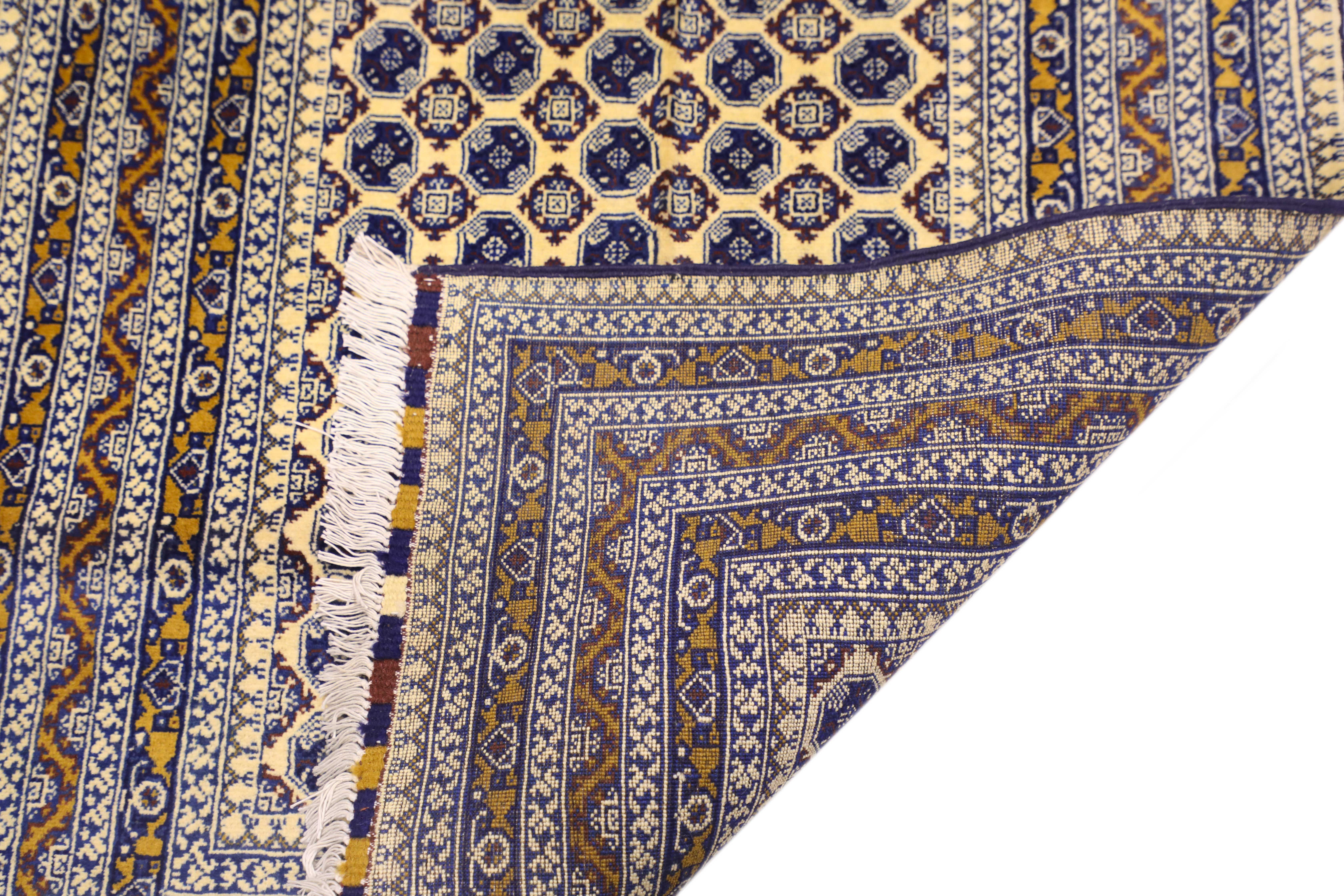 Authentic Afghan Turkmen Rug – Turkmen | 100% Hand-Knotted Wool, Cream (3m (2x1.5)) (TUk-AF-2X1.5-051)